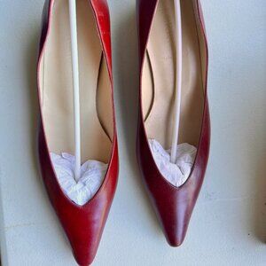 J.Crew Burgundy Pointed Toe Leather Made In Italy Low Heel